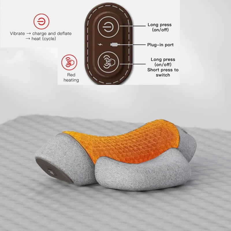 Cervical Pillow Electric Massager Hot Compress Vibration Massage Sleeping Memory Foam Pillow Spine Support Relaxation Treatment
