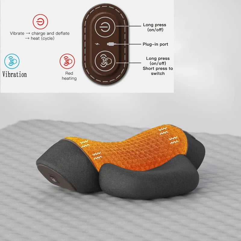 Cervical Pillow Electric Massager Hot Compress Vibration Massage Sleeping Memory Foam Pillow Spine Support Relaxation Treatment