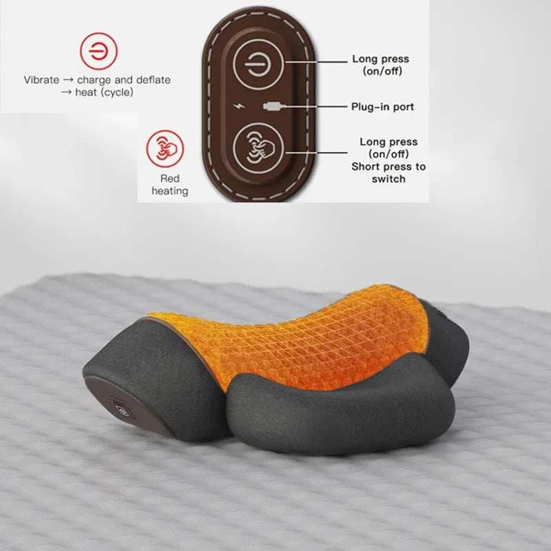 Cervical Pillow Electric Massager Hot Compress Vibration Massage Sleeping Memory Foam Pillow Spine Support Relaxation Treatment