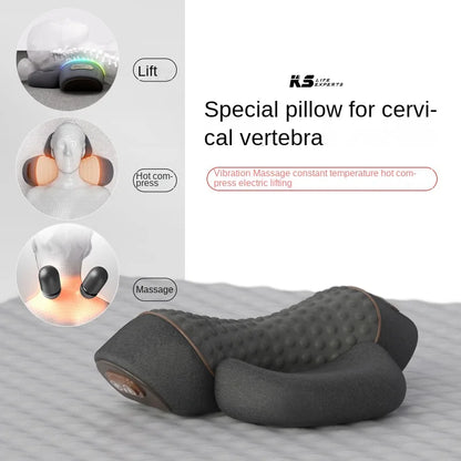 Cervical Pillow Electric Massager Hot Compress Vibration Massage Sleeping Memory Foam Pillow Spine Support Relaxation Treatment